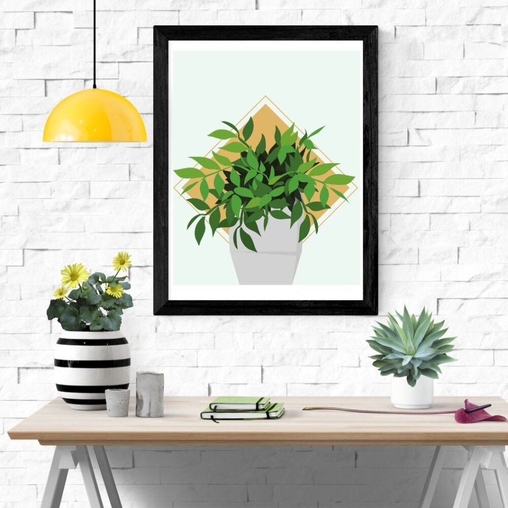 Potted Plant Art Print Wall Decor 8"x10"